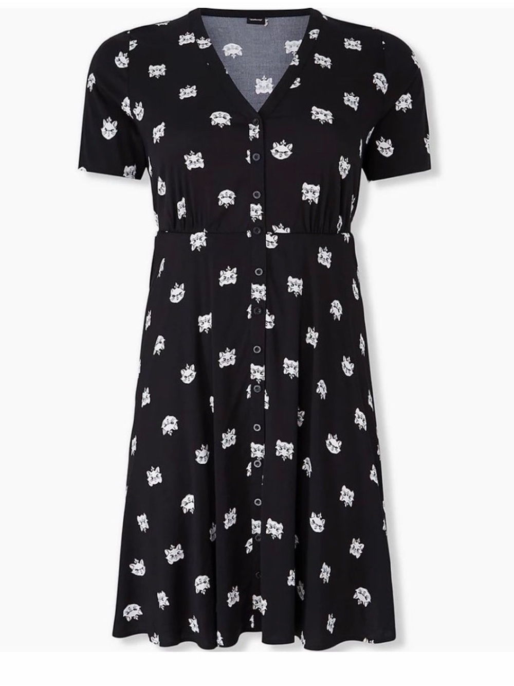 torrid Black Midi Dress with White Cat Print